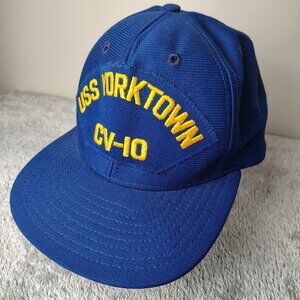 Vintage USS YORKTOWN CV-10 Hat Snapback Adjustable Blue Spellout Embroidered